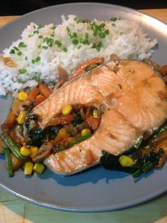 Una foto de Salmón en Papillote con salsa Teriyaki