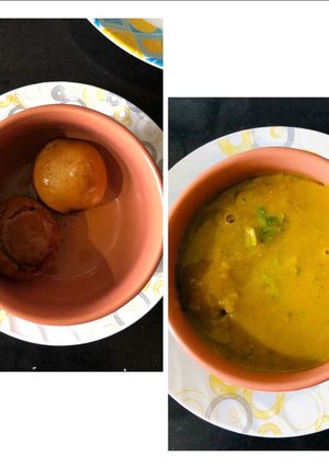 A picture of Dal batti with garlice chutney.