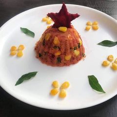 A picture of Beetroot Corn Upma.