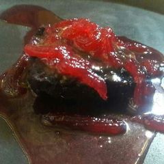 A picture of Brownie with Jam Sauce Sizzling Panna Cota.