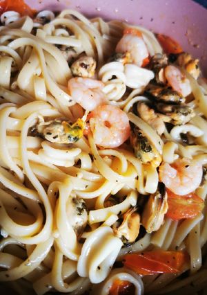 O poză a rețetei Paste cu fructe de mare.