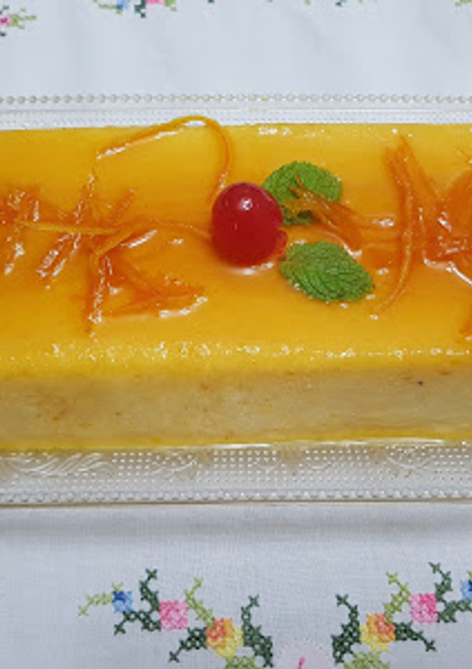 Una foto de Flan semifrío de naranja
