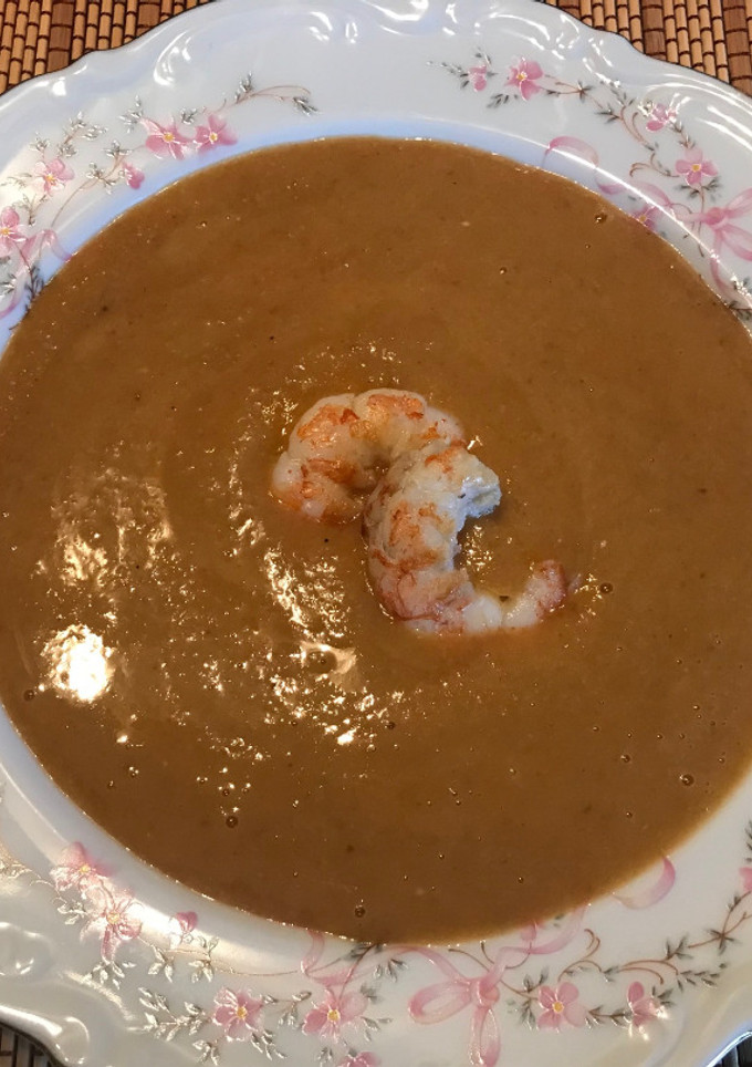 Una foto de Crema de gambas