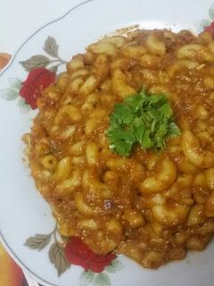 صورة لوصفة معكرونه باللحم المفروم على طريقتي 😘