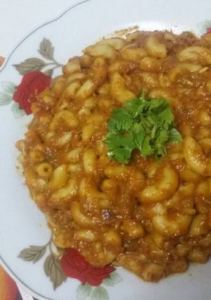 صورة لوصفة معكرونه باللحم المفروم على طريقتي 😘