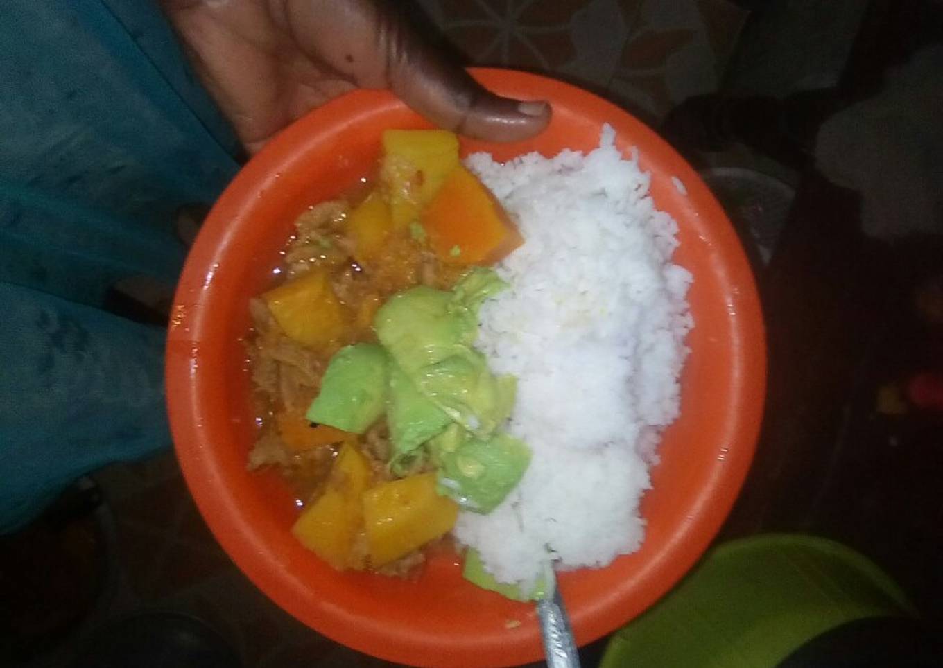 Sossi and pumpkin stew with Rice