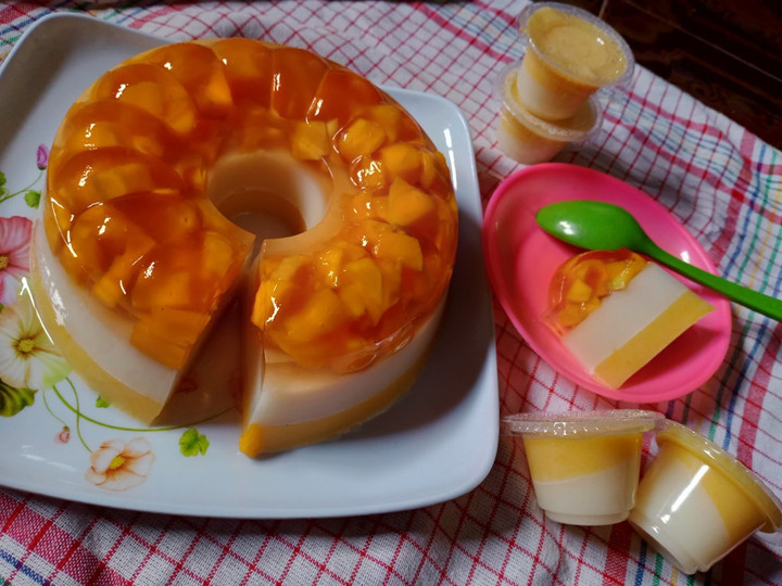 Anti Ribet, Bikin Puding mangga 3 lapis Enak Dan Mudah