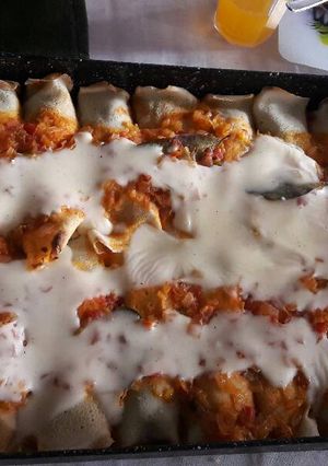 Una foto de Canelones de acelga y carne