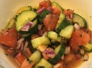 A picture of cucumber red onions