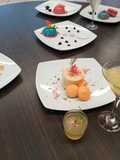 Mousse de piloncillo con jelly de tejocote y guayaba