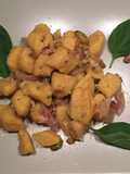 Pumpkin Gnocchi with Guanciale, Caciocavallo, and Pistachios
