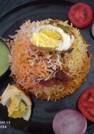 A picture of Hyderabadi Egg Dum Biryani.
