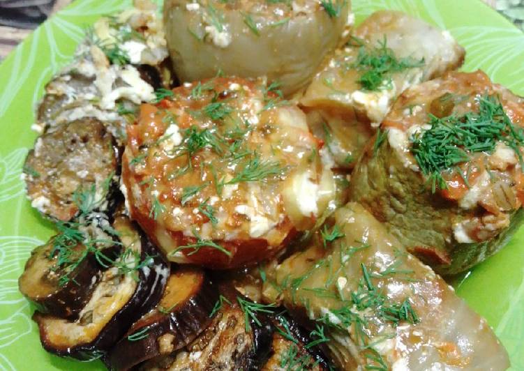 Фаршированные, запечённые овощи. "Дружная семейка"