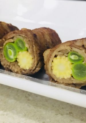 Hình của món Ba chỉ bò Mỹ cuộn rau củ cực xinh xắn dễ làm 😍.