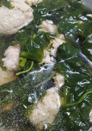 Hình của món Canh rau dền mồng tơi nấu thịt bằm.