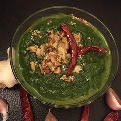 Garlic spinach or Lehsuni Palak A picture of Garlic spinach or Lehsuni Palak.