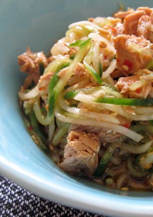 A picture of Daikon Cucumber Tuna Salad.