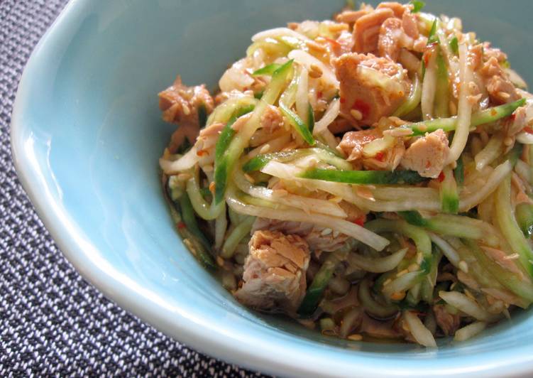 Step-by-Step Guide to Make Homemade Daikon Cucumber Tuna Salad