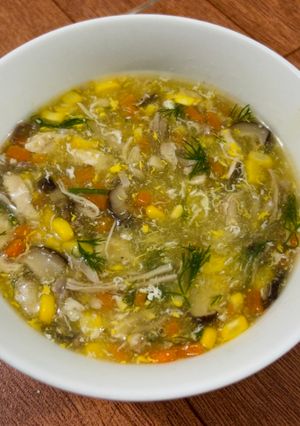 Hình của món Soup ngô gà heo nấm.