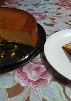 Una foto de Flan de migas