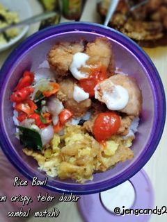 Foto resep 70.Rice Bowl (Ayam sambal matah,telor orek)