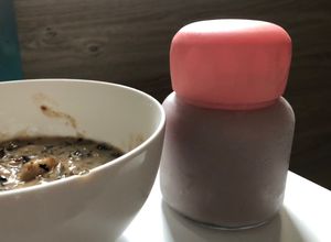 Hình của món Sữa hạnh nhân kiều mạch khoai lang tím.