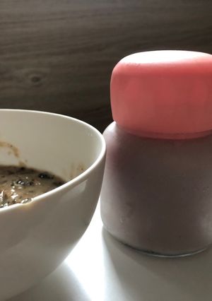 Hình của món Sữa hạnh nhân kiều mạch khoai lang tím.