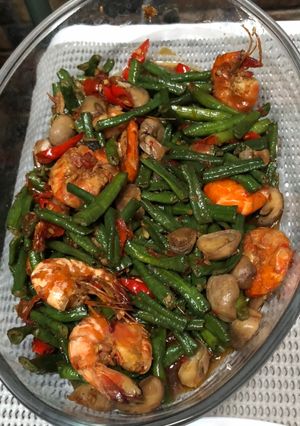Foto resep Tumis kacang panjang jamur udang