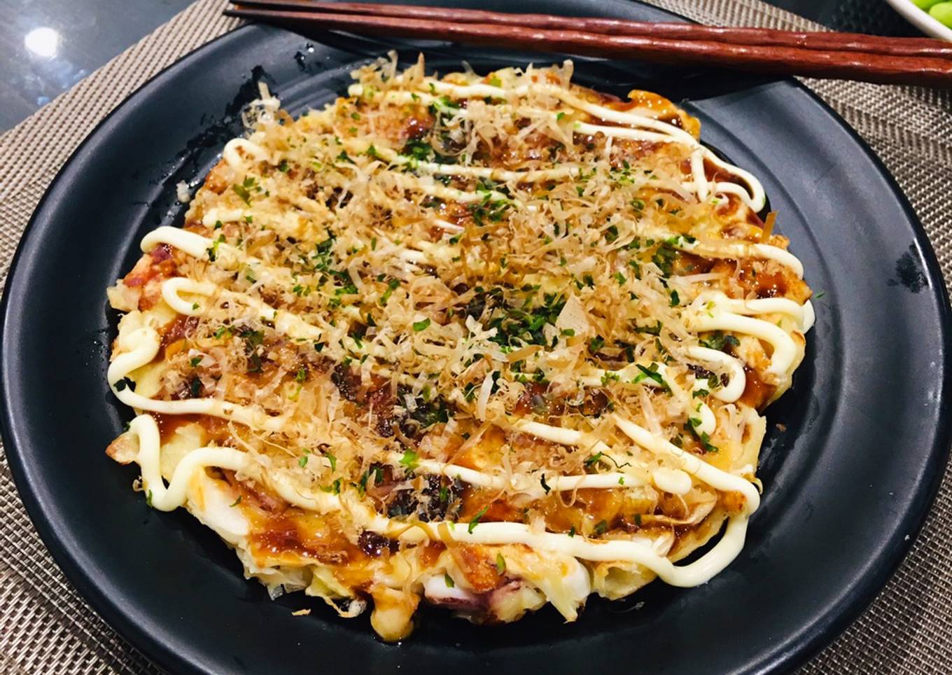 Okonomiyaki toping cumi udang