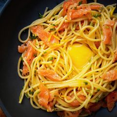 Salmon 'Carbonara' A picture of Salmon 'Carbonara'.