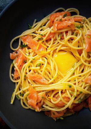 A picture of Salmon 'Carbonara'.