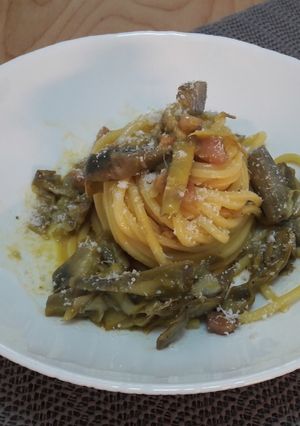 O poză a rețetei Carbonara cu anghinare.