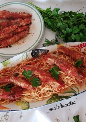 Foto di Spaghetti alla chitarra con pannocchie al sugo 🦐