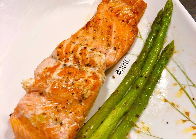 Resep Easy cooking Salmon asparagus, Enak