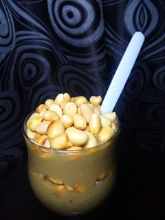 A picture of Banana, watermelon and apple smoothie.