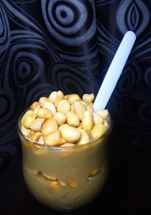 A picture of Banana, watermelon and apple smoothie.