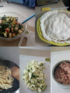 Una foto de Pascualina de atún y verduras con ensalada