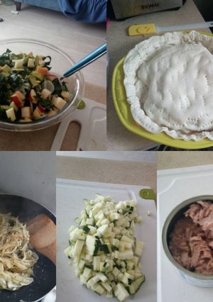 Una foto de Pascualina de atún y verduras con ensalada