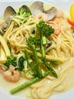 海鮮時蔬清炒義大利麵（異國料理）（清冰箱料理） 的食譜成品照片