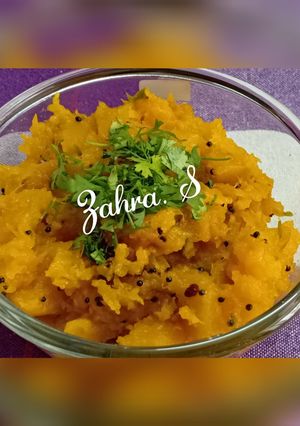 A picture of Kaddu ki Sabzi (Red Pumpkin).