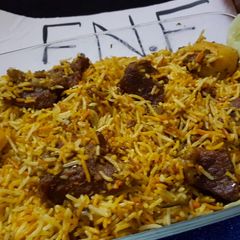 A picture of Sindhi beef biryani.