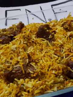 A picture of Sindhi beef biryani.
