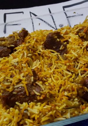 A picture of Sindhi beef biryani.