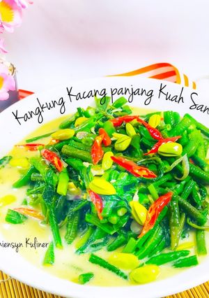 Foto resep Kangkung Kacang panjang Kuah Santan
