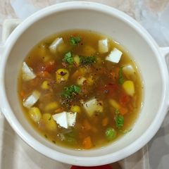 A picture of Sweet Corn Mix Vegetable Soup.