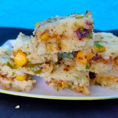 A picture of Cheese corn dhokla.