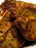 Pork chops with lingonberry and rosemary pan sauce