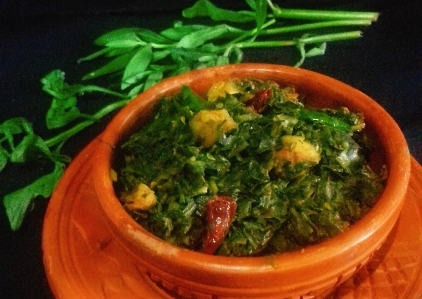 Helencha Saag Bhaji (Stir Fried Buffalo Spinach)