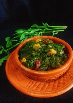 A picture of Helencha Saag Bhaji (Stir Fried Buffalo Spinach).