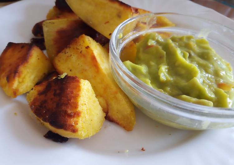 Recipe of Quick Pan fried arrow roots and avocado dip